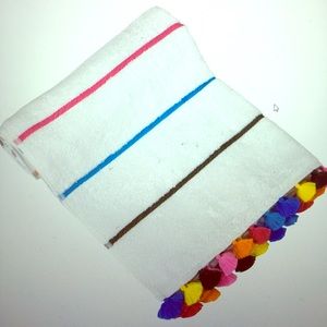 Beach Towel White Color with Colorful Tassels